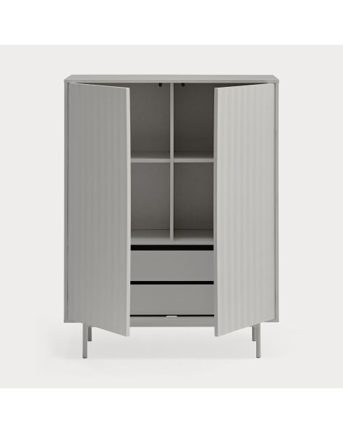 Meuble d'appoint Sierra 2 portes et 2 tiroirs intérieurs gris clair - 97x45x130cm