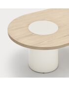 Lichte natuurlijke zwarte salontafel met crèmekleurige poten - 120/85x50/50x42/32cm