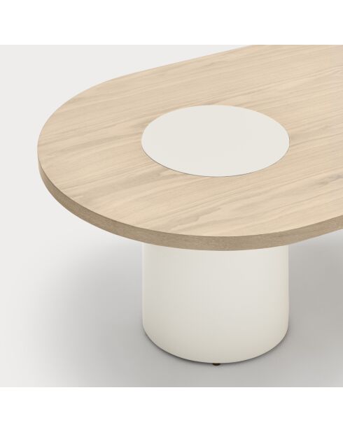 Lichte natuurlijke zwarte salontafel met crèmekleurige poten - 120/85x50/50x42/32cm