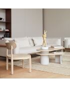 Lichte natuurlijke zwarte salontafel met crèmekleurige poten - 120/85x50/50x42/32cm