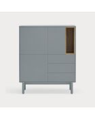 Mobile laterale Corvo 3 ante, 3 cassetti e 1 nicchia grigio perla - 100x40x120cm