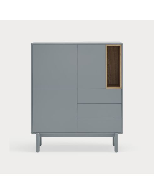 Corvo Seitenschrank 3 Türen, 3 Schubladen und 1 perlgraue Nische - 100x40x120cm