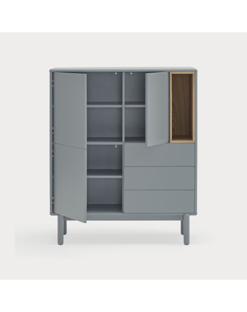 Corvo Seitenschrank 3 Türen, 3 Schubladen und 1 perlgraue Nische - 100x40x120cm
