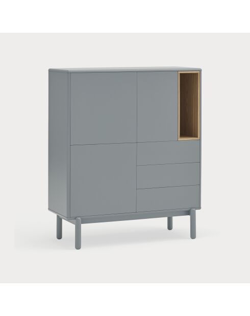 Corvo Seitenschrank 3 Türen, 3 Schubladen und 1 perlgraue Nische - 100x40x120cm
