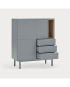 Mobile laterale Corvo 3 ante, 3 cassetti e 1 nicchia grigio perla - 100x40x120cm