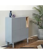 Mobile laterale Corvo 3 ante, 3 cassetti e 1 nicchia grigio perla - 100x40x120cm