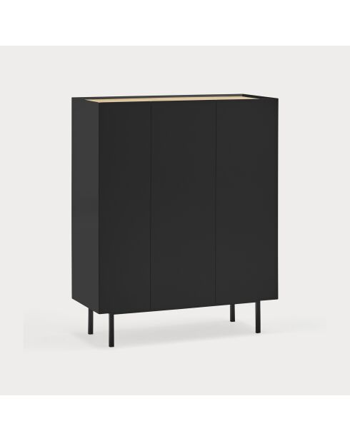 Arista 3-deurs zijkast met zwarte flessenhouder aan de binnenkant - 95x40x120cm