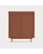 Meuble d'appoint Otto 2 portes et 2 tiroirs rouge brique et chêne - 100x40x45cm