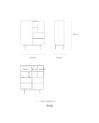 Meuble d'appoint Otto 2 portes et 2 tiroirs rouge brique et chêne - 100x40x45cm