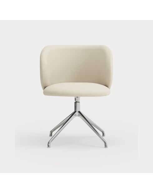 2 beigefarbene Mogi 107-1049 Stühle mit verchromten Beinen — 59 x 56 x 49/81 cm