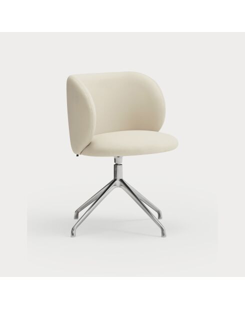 2 beigefarbene Mogi 107-1049 Stühle mit verchromten Beinen — 59 x 56 x 49/81 cm