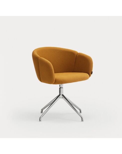 2 stoelen met armleuningen Add 62095 mosterd met chromen poten - 56x58x47/75cm