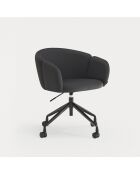 Chaise à roulettes avec accoudoirs Add noire  - 56x58x52/81cm