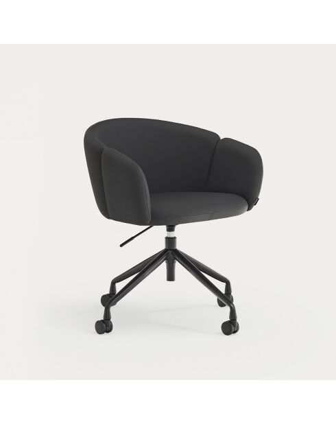 Chaise à roulettes avec accoudoirs Add noire - 56x58x52/81cm