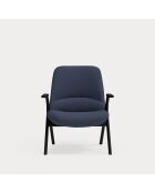 66201 Poltrona piccola Dins blu scuro con gambe in legno nere - 83x77x43/93 cm