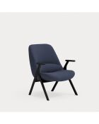 66201 Poltrona piccola Dins blu scuro con gambe in legno nere - 83x77x43/93 cm