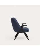 66201 Poltrona piccola Dins blu scuro con gambe in legno nere - 83x77x43/93 cm