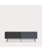 Nube TV-Ständer mit 2 Schubladen, 1 Tür und 1 Schiebetür in Schwarz und Anthrazitgrau - 180x40x56cm