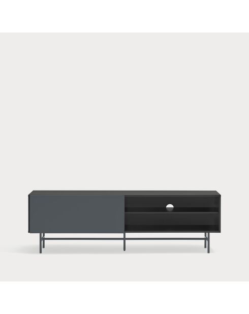 Nube TV-Ständer mit 2 Schubladen, 1 Tür und 1 Schiebetür in Schwarz und Anthrazitgrau - 180x40x56cm