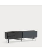 Nube TV-Ständer mit 2 Schubladen, 1 Tür und 1 Schiebetür in Schwarz und Anthrazitgrau - 180x40x56cm