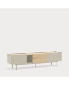 Meuble TV Otto 2 portes et 2 tiroirs sable et chêne - 180x40x45cm