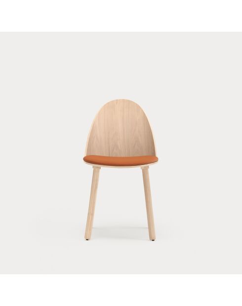 2 chaises Uma naturel clair avec assise terracotta - 50x51x45/82cm