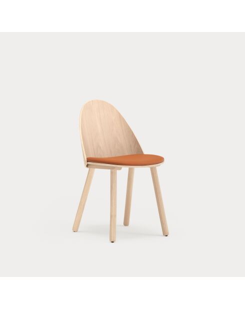 2 chaises Uma naturel clair avec assise terracotta - 50x51x45/82cm