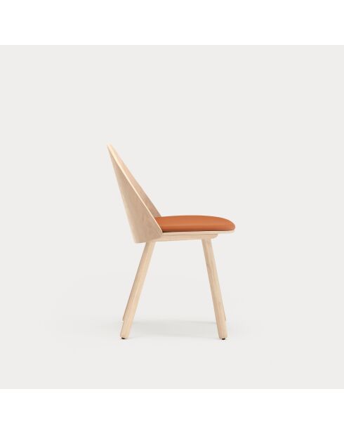 2 chaises Uma naturel clair avec assise terracotta - 50x51x45/82cm