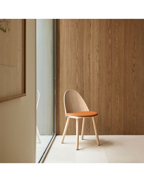2 chaises Uma naturel clair avec assise terracotta - 50x51x45/82cm