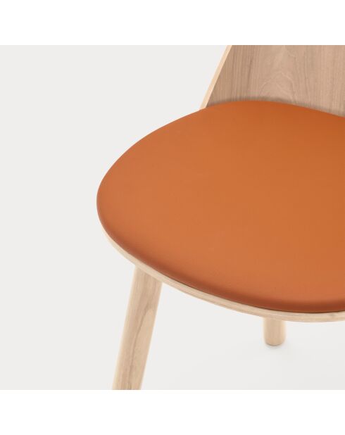 2 chaises Uma naturel clair avec assise terracotta - 50x51x45/82cm