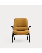 Fauteuil petit format 62108 Dins moutarde avec pieds noirs en bois - 83x77x43/93cm