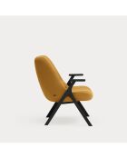 Fauteuil petit format 62108 Dins moutarde avec pieds noirs en bois - 83x77x43/93cm