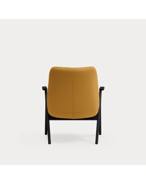Fauteuil petit format 62108 Dins moutarde avec pieds noirs en bois - 83x77x43/93cm