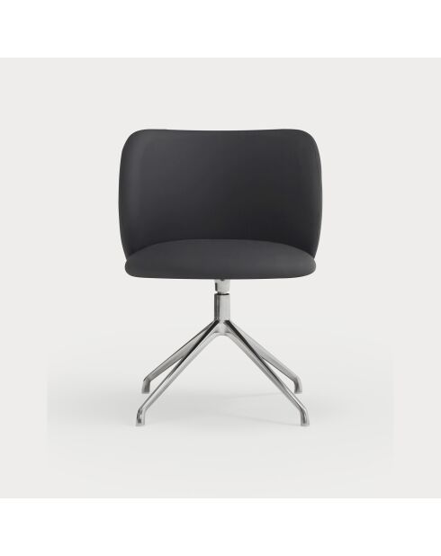 2 schwarze Mogi 107-9035 Stühle mit verchromten Beinen — 59 x 56 x 49/81 cm