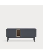 Corvo TV-Ständer 1 Tür, 2 Schubladen und 1 Nische in dunklem Anthrazit - 140x40x56cm