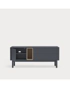 Corvo TV-Ständer 1 Tür, 2 Schubladen und 1 Nische in dunklem Anthrazit - 140x40x56cm