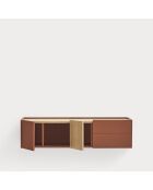 Consola Otto 2 puertas y 2 cajones de ladrillo rojo y roble - 110x35x23 cm