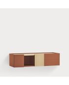 Consola Otto 2 puertas y 2 cajones de ladrillo rojo y roble - 110x35x23 cm