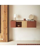 Consola Otto 2 puertas y 2 cajones de ladrillo rojo y roble - 110x35x23 cm