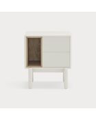 Comodino Corvo 2 cassetti e 1 nicchia crema - 48x35x55cm