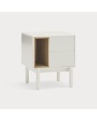 Comodino Corvo 2 cassetti e 1 nicchia crema - 48x35x55cm