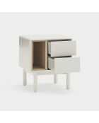 Comodino Corvo 2 cassetti e 1 nicchia crema - 48x35x55cm