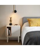 Comodino Corvo 2 cassetti e 1 nicchia crema - 48x35x55cm
