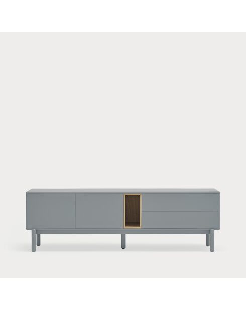 Corvo tv-meubel 2 deuren, 2 laden en 1 parelgrijze nis - 180x40x56cm