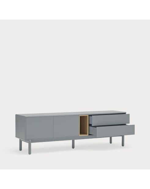 Corvo tv-meubel 2 deuren, 2 laden en 1 parelgrijze nis - 180x40x56cm
