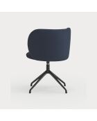2 chaises Mogi 66164 bleu marine avec pieds noirs - 59x56x49/81cm