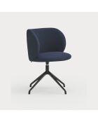 2 chaises Mogi 66164 bleu marine avec pieds noirs - 59x56x49/81cm
