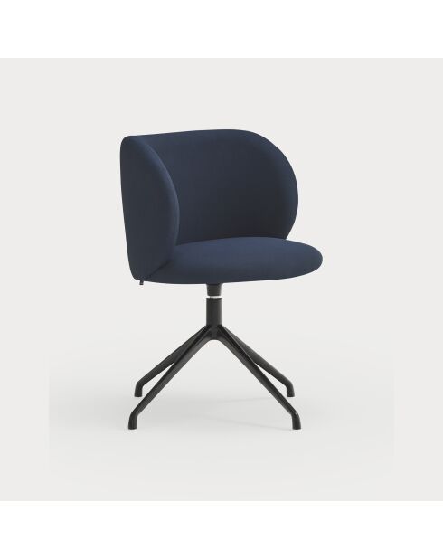 2 chaises Mogi 66164 bleu marine avec pieds noirs - 59x56x49/81cm