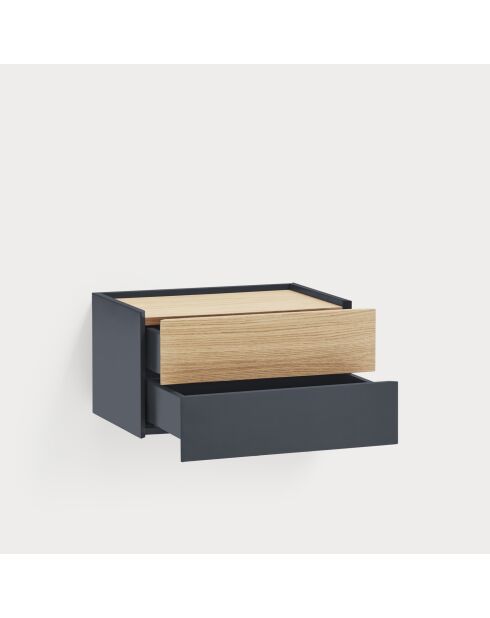 Otto Nachttisch 2 Schubladen Anthrazitgrau und Eiche - 52x35x46cm