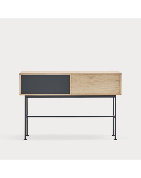 Console Yoko 2 tiroirs chêne et gris anthracite - 120x35x80cm